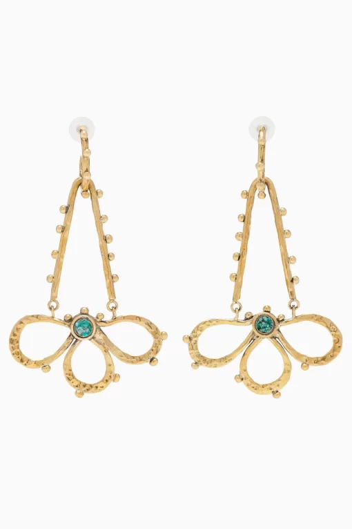 Ulla Johnson Hammered Chain Hoop Flower Drop Earring