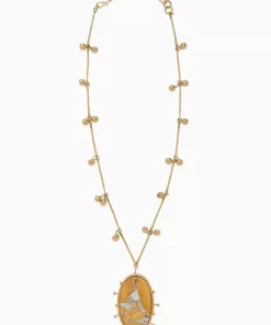 Ulla Johnson Hammered Chain Organic Stone Pendant